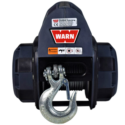 WARN Drill Winch – 750 lb Portable Pulling Winch with Synthetic Rope | Drill-Powered Operation | Lightweight, Compact Design with Hook & Controls | Ideal for Trailers, ATVs, UTVs.