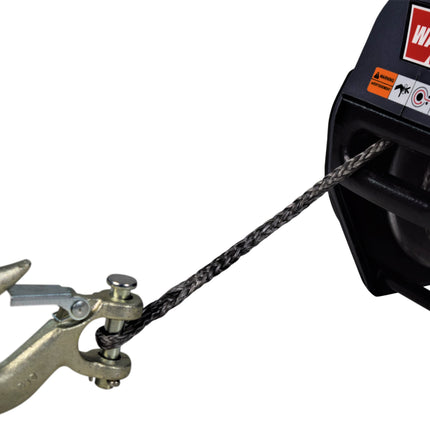WARN Drill Winch – 750 lb Portable Pulling Winch with Synthetic Rope | Drill-Powered Operation | Lightweight, Compact Design with Hook & Controls | Ideal for Trailers, ATVs, UTVs.