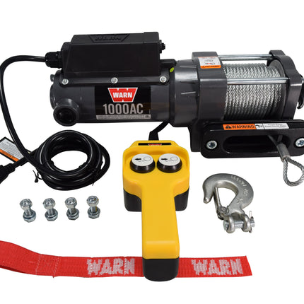 WARN 1000 AC Electric Winch 1000 lb Pulling Capacity | Heavy-Duty 120V AC Motor with Durable Steel Cable, Remote Control & Automatic Brake | Powerful Utility Winch for Shops, Garages & Industrial Use