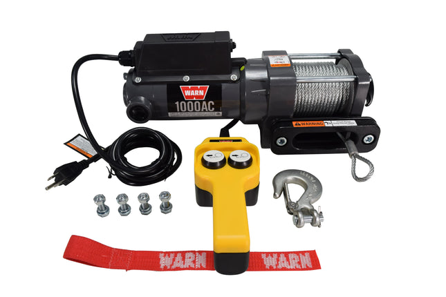 WARN 1000 AC Electric Winch 1000 lb Pulling Capacity | Heavy-Duty 120V AC Motor with Durable Steel Cable, Remote Control & Automatic Brake | Powerful Utility Winch for Shops, Garages & Industrial Use