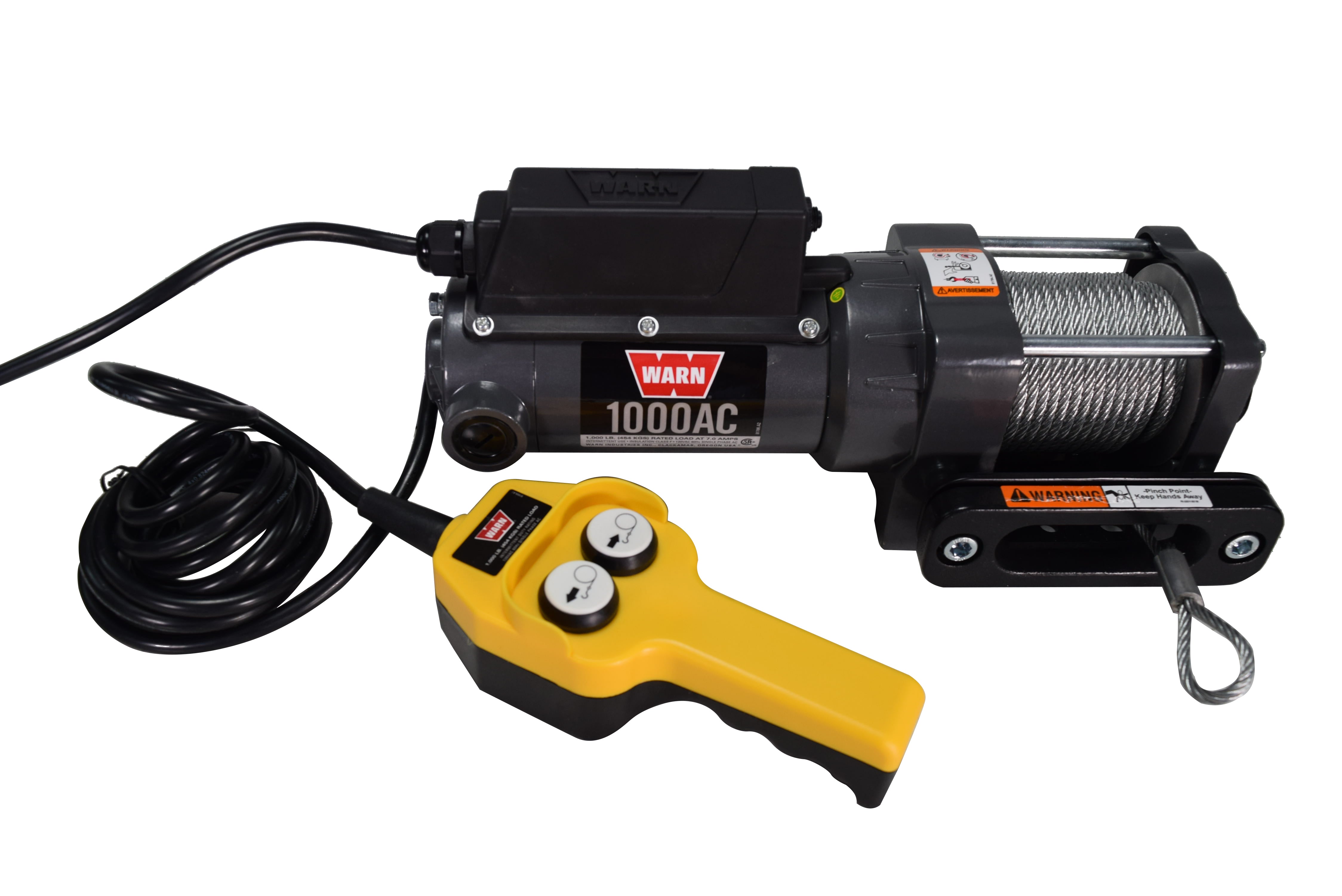 Warn 80010 AC 120V Electric Utility Winch with 43' Wire Rope & 1000 lbs. Pull Capacity