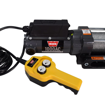 WARN 1000 AC Electric Winch 1000 lb Pulling Capacity | Heavy-Duty 120V AC Motor with Durable Steel Cable, Remote Control & Automatic Brake | Powerful Utility Winch for Shops, Garages & Industrial Use