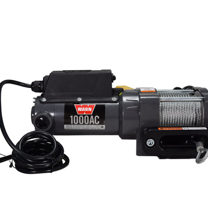 WARN 1000 AC Electric Winch 1000 lb Pulling Capacity | Heavy-Duty 120V AC Motor with Durable Steel Cable, Remote Control & Automatic Brake | Powerful Utility Winch for Shops, Garages & Industrial Use
