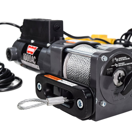 WARN 1000 AC Electric Winch 1000 lb Pulling Capacity | Heavy-Duty 120V AC Motor with Durable Steel Cable, Remote Control & Automatic Brake | Powerful Utility Winch for Shops, Garages & Industrial Use