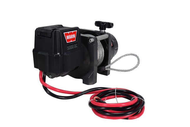 WARN 5000 DC Series, 5000 lb Pulling Capacity | Heavy-Duty 12V DC Motor with Steel Cable, Hook & Remote Control | Powerful Utility Winch for Trailers, Workshops, Job Sites & Industrial Pulling