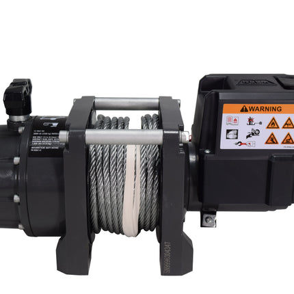 WARN 5000 DC Series, 5000 lb Pulling Capacity | Heavy-Duty 12V DC Motor with Steel Cable, Hook & Remote Control | Powerful Utility Winch for Trailers, Workshops, Job Sites & Industrial Pulling