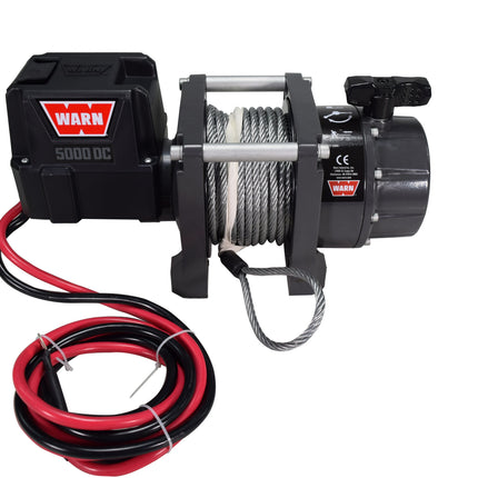 WARN 5000 DC Series, 5000 lb Pulling Capacity | Heavy-Duty 12V DC Motor with Steel Cable, Hook & Remote Control | Powerful Utility Winch for Trailers, Workshops, Job Sites & Industrial Pulling