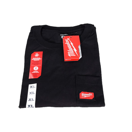 Milwaukee 601B-XL Mens Extra Large Black Heavy Duty Cotton/Polyester Short-Sleeve Pocket T-Shirt