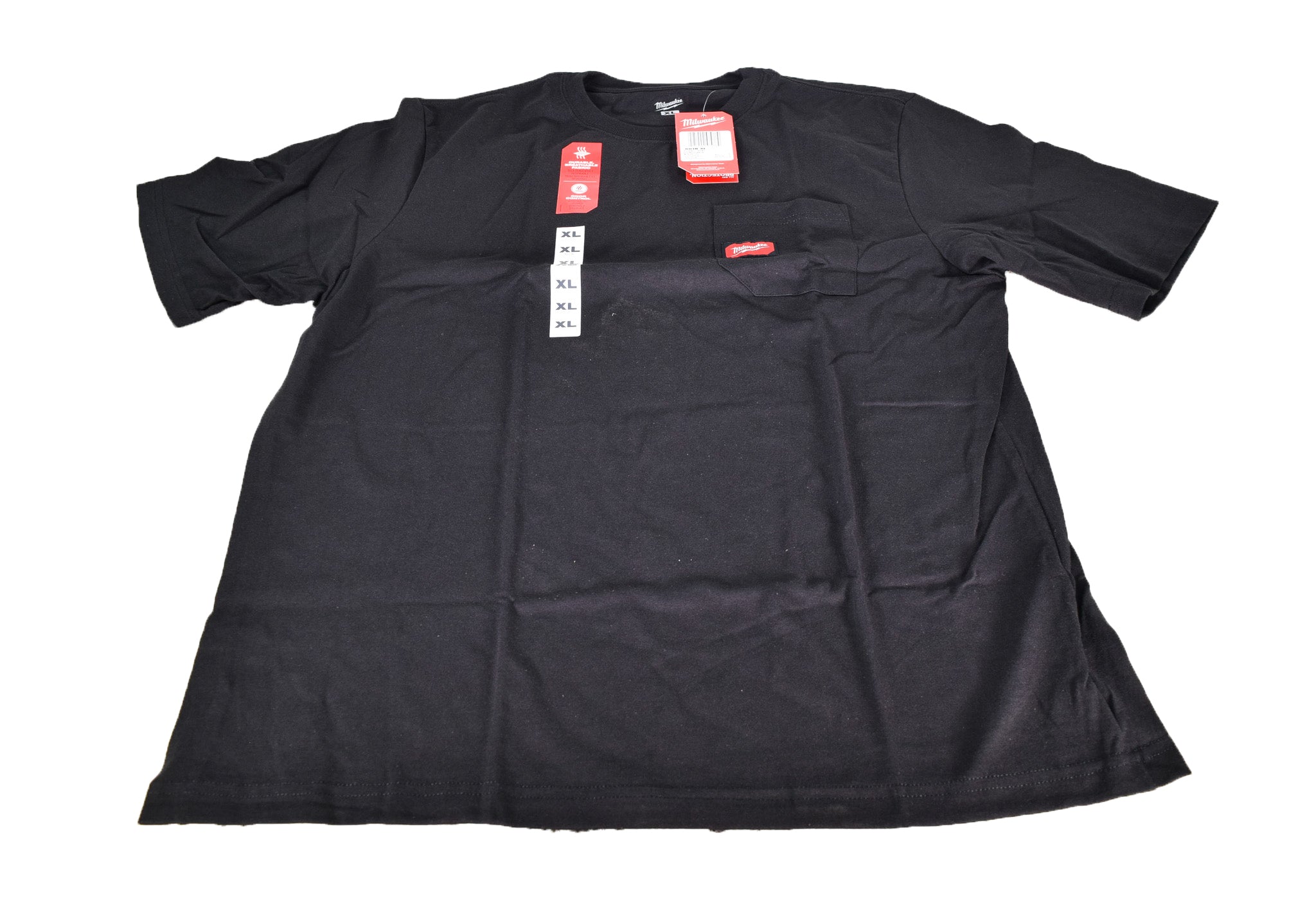 Milwaukee 601B-XL Mens Extra Large Black Heavy Duty Cotton/Polyester Short-Sleeve Pocket T-Shirt