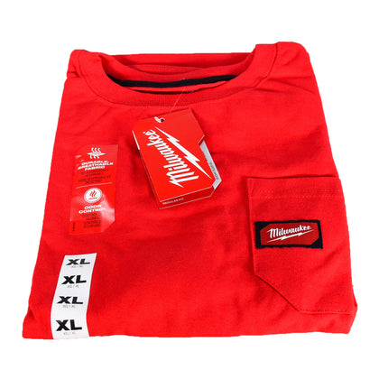 Milwaukee 601R-XL Mens X-Large Red Heavy Duty Cotton/Polyester Short-Sleeve Pocket T-Shirt