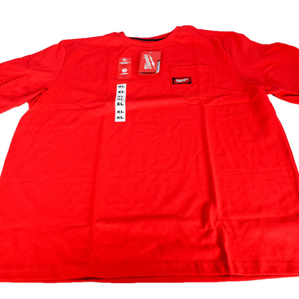 Milwaukee 601R-XL Mens X-Large Red Heavy Duty Cotton/Polyester Short-Sleeve Pocket T-Shirt