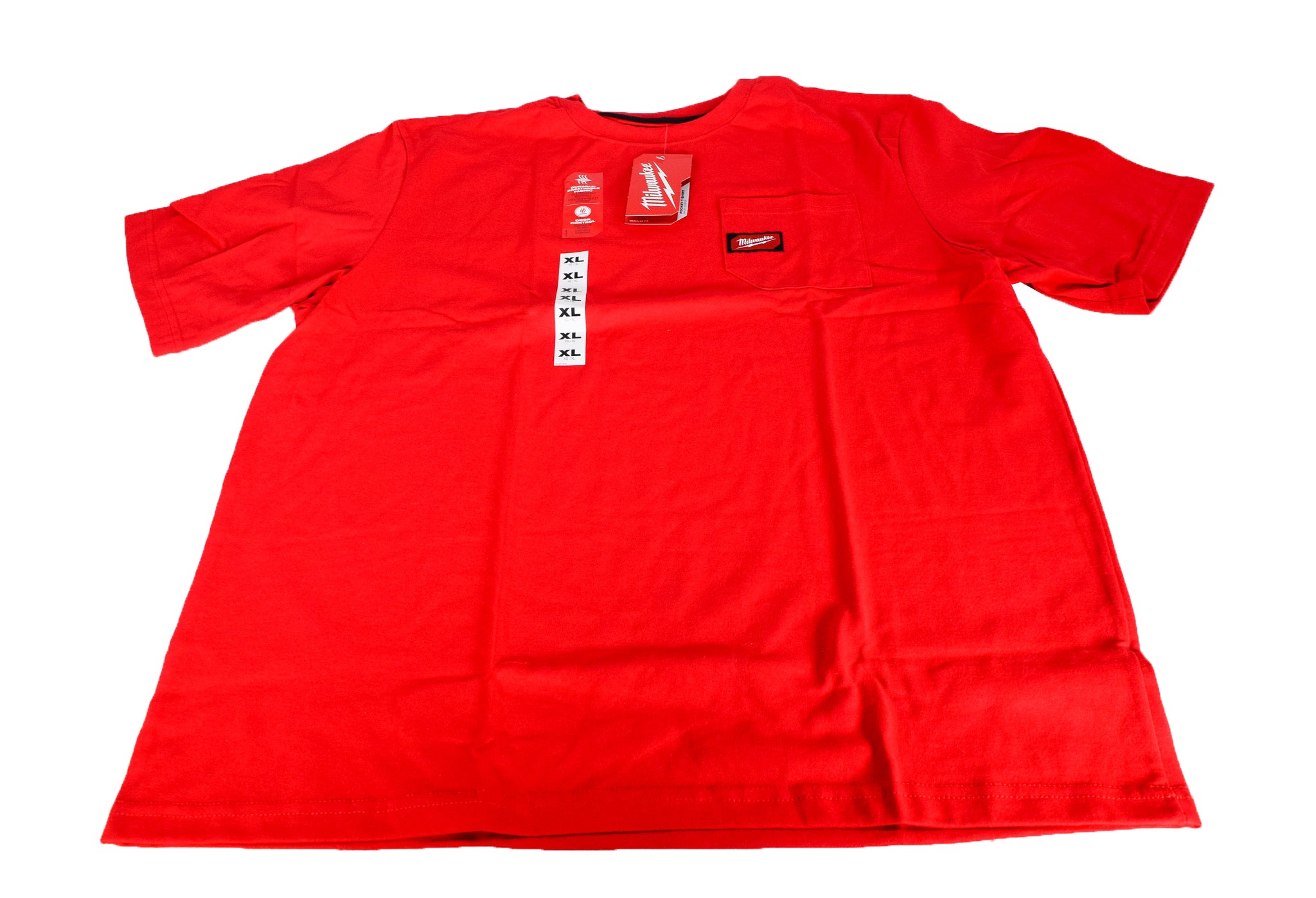 Milwaukee 601R-XL Mens X-Large Red Heavy Duty Cotton/Polyester Short-Sleeve Pocket T-Shirt