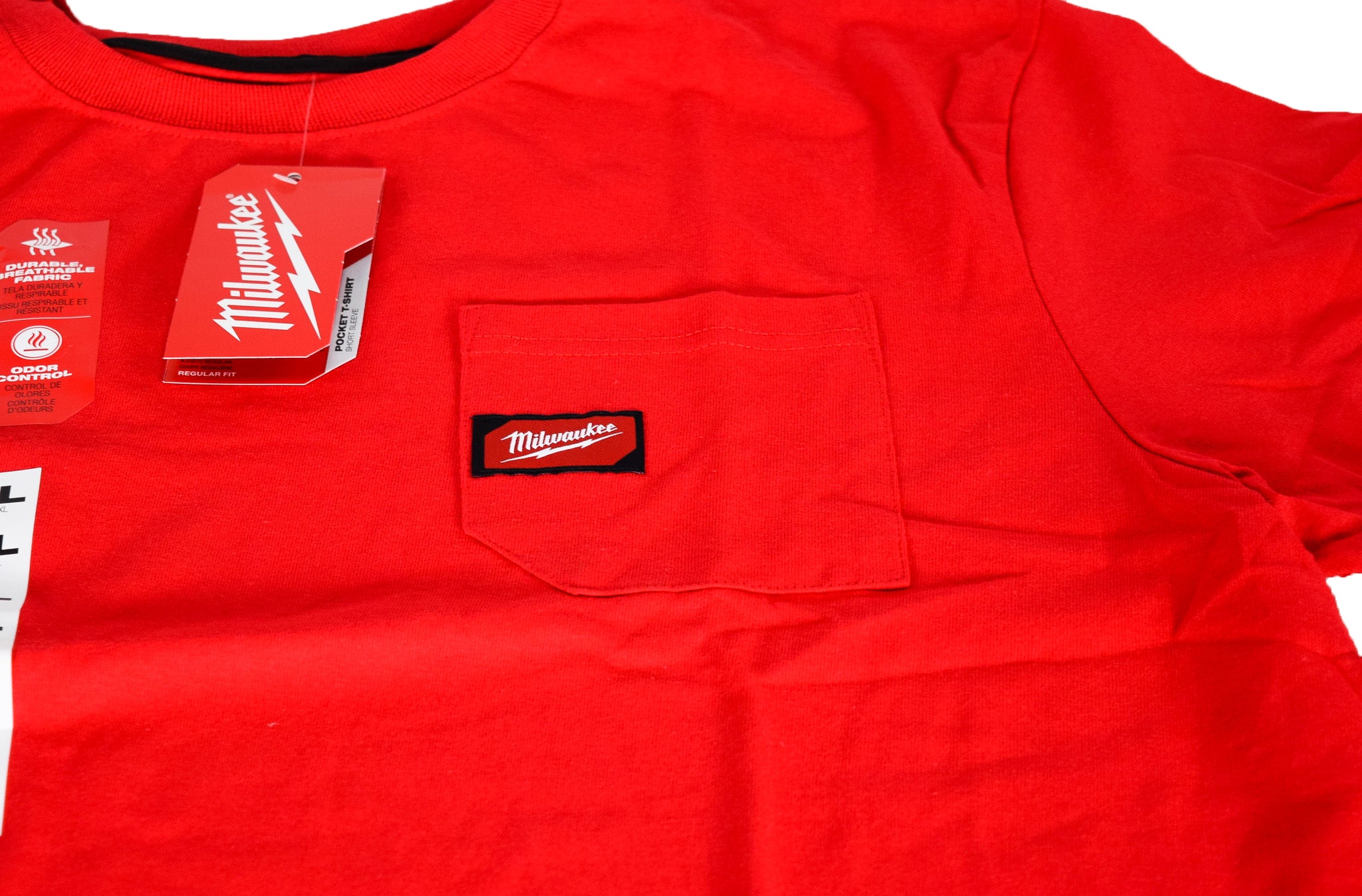 Milwaukee 601R-XL Mens X-Large Red Heavy Duty Cotton/Polyester Short-Sleeve Pocket T-Shirt