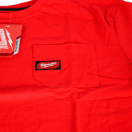 Milwaukee 601R-XL Mens X-Large Red Heavy Duty Cotton/Polyester Short-Sleeve Pocket T-Shirt