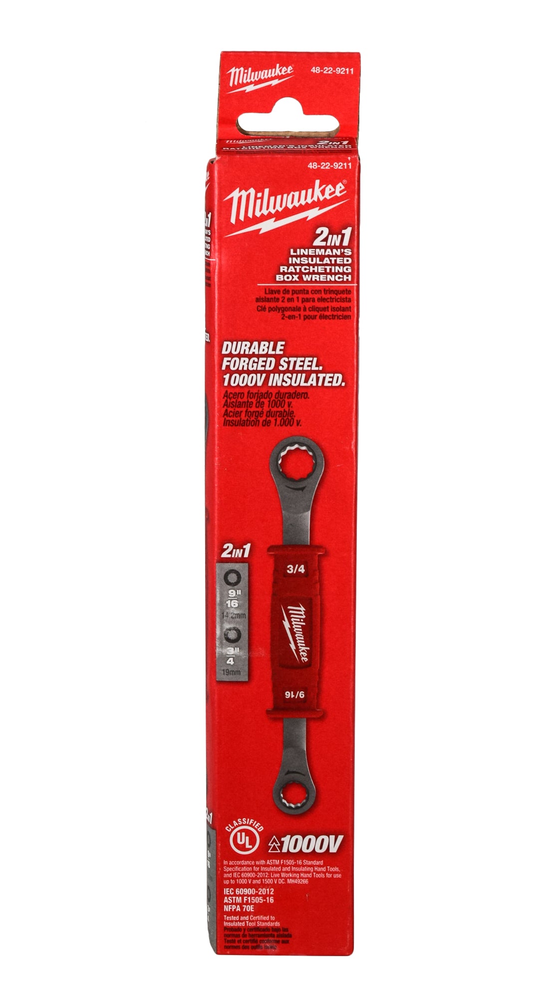 Milwaukee 48-22-9211 Lineman's 2-in-1 Insulated Ratcheting Box Wrench
