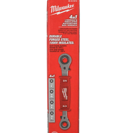 Milwaukee 48-22-9212 Linemans 4-in-1 High -Leverage Ratchetingv Box Wrench