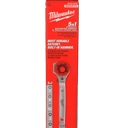 Milwaukee 48-22-9216 Heavy Duty Lineman's 5-in-1 Ratcheting Wrench
