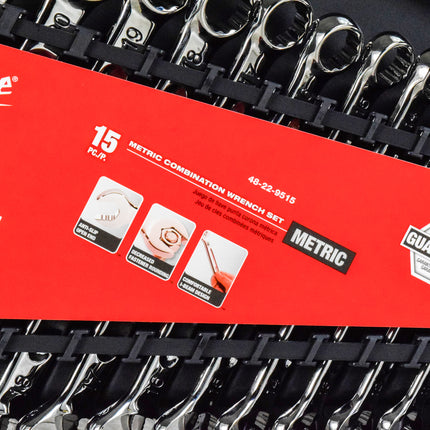Milwaukee 48-22-9515 15-piece Chrome Alloy Steel Combination Wrench Set