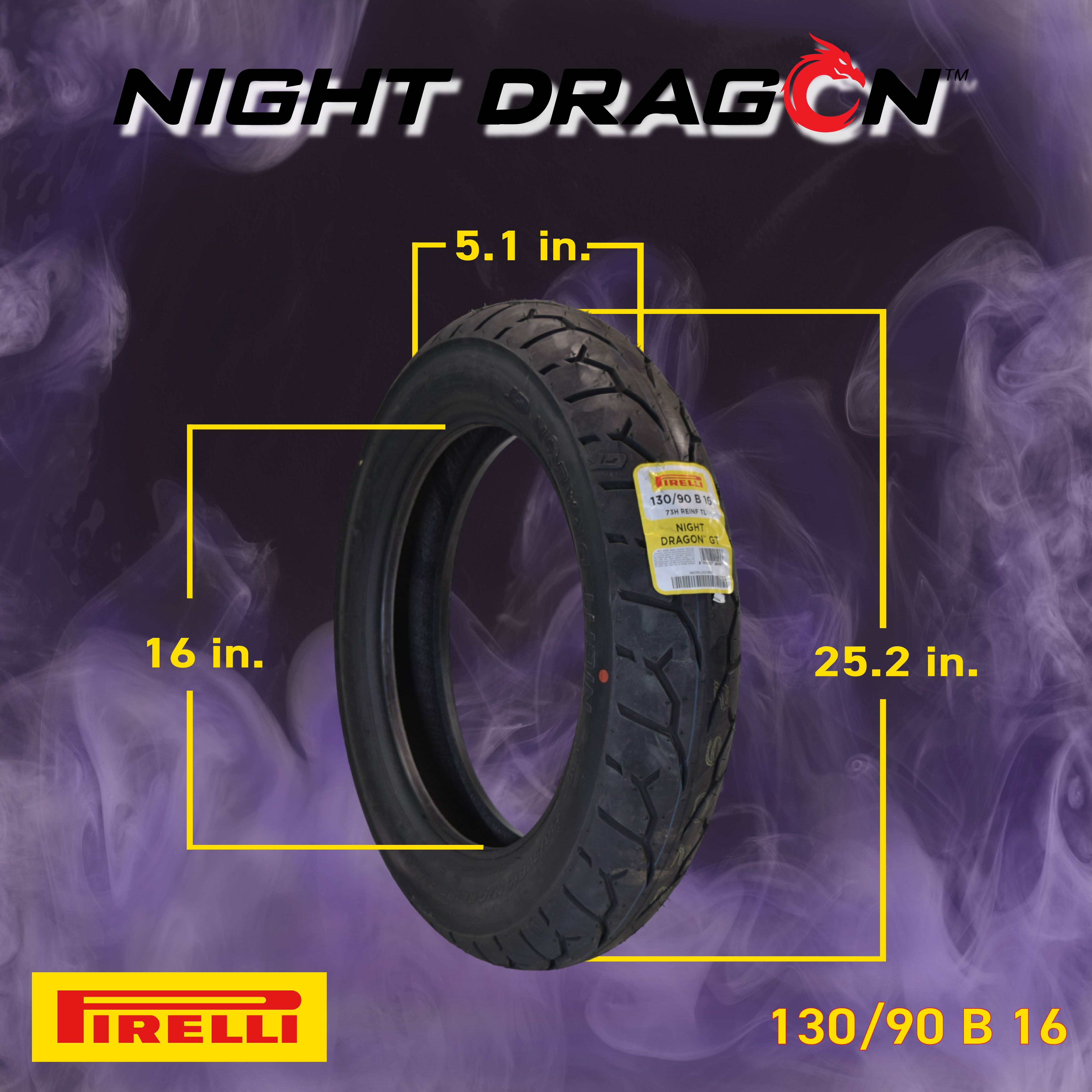 Pirelli Night Dragon 2211600 130/90B16 M/C 73H Front Motorcycle Tire w/ Keychain