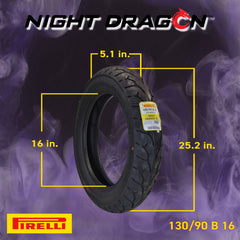 Pirelli Night Dragon 2211600 130/90B16 M/C 73H Front Motorcycle Tire w/ Keychain