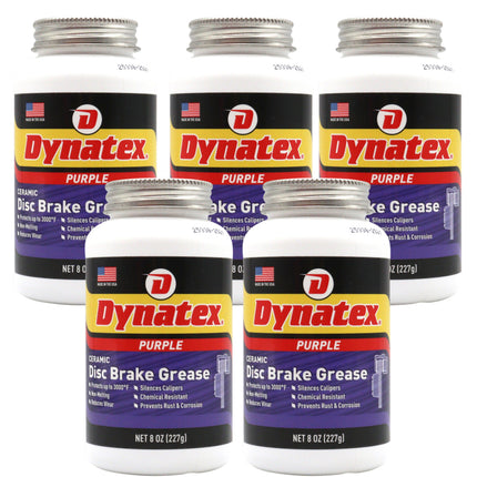 Dynatex Ceramic Disc Brake Grease 8 oz Tub - Synthetic High-Temp -40°F to 3000°F, EPDM Rubber Safe, Anti-Wear Anti-Corrosion Protection (5-Pack)