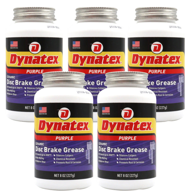 Dynatex Ceramic Disc Brake Grease 8 oz Tub - Synthetic High-Temp -40°F to 3000°F, EPDM Rubber Safe, Anti-Wear Anti-Corrosion Protection (5-Pack)