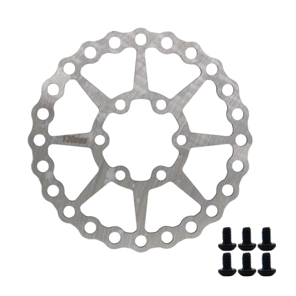 Syndyt SPP Holy Rotor Supersized 120mm Heat-Treated Lightweight Stainless Steel Disc Brake Rotor for BMX Race Bikes, Standard 6 Bolt ISO Mounting Pattern, Includes 6 Steel Rotor Bolts