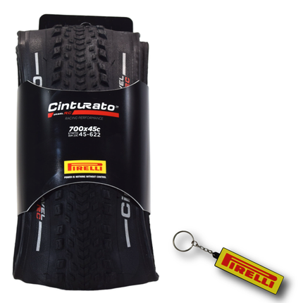 Pirelli Cinturato Gravel RC TLR 45-622 (700 x 45c) Road Bicycle Tire - SpeedGrip Compound, Clincher Type, Tubeless Ready Bike Tire with Keychain 700x45c