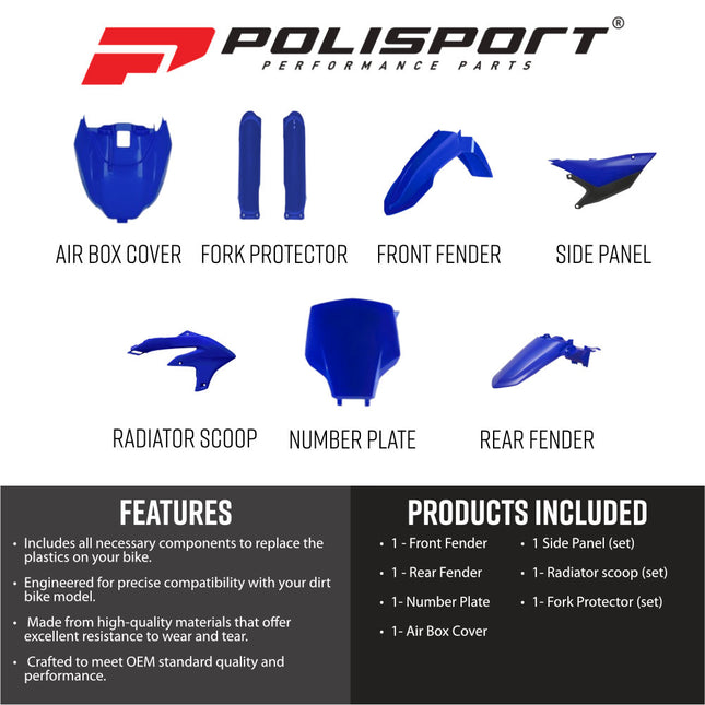Polisport 91665 Full Plastic Kit for Yamaha YZ450F 2026+ – OEM Color 2026 – Complete Replica Bodywork with Front & Rear Fenders, Radiator Scoops, Airbox Cover, Fork Guards, Number Plate & Side Panels