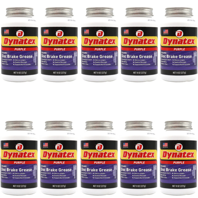 Dynatex Ceramic Disc Brake Grease 8 oz Tub - Synthetic High-Temp -40 Degrees F to 3000 Degrees F, EPDM Rubber Safe, Anti-Wear Anti-Corrosion Protection (10-Pack)