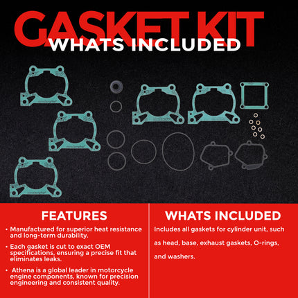 Athena P400270600088 Top End Gasket Kit for KTM, Husqvarna & GasGas 85 (2018‑2024) – Complete Cylinder Head, Base & Exhaust Gasket Set for Reliable 2‑Stroke Top‑End Rebuilds
