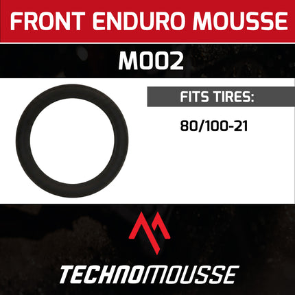 Technomousse 80/100-21 Dirt Bike Front Tire Mousse Insert Black Series M002 Standard Compound - Enduro Motocross Foam Tire Tube - Puncture and Cut Resistant