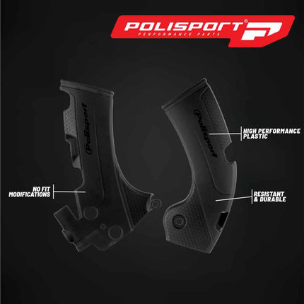 Polisport Motocross (MX) Motorcycle Frame Protector for Yamaha WR 250/450F YZ 250/450F & YZ 250/450FX (2018-2024) Dirt Bikes- OEM Quality for Superior Fit & Durable Protection - Black