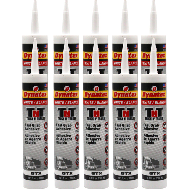 Dynatex Truck N Trailer White Flexible Sealant 10.1 oz Caulk Tube - Ultra Synthetic, Primerless Adhesion, All-Weather, High Strengh,  Permanent Elastic Seal (10-Pack)