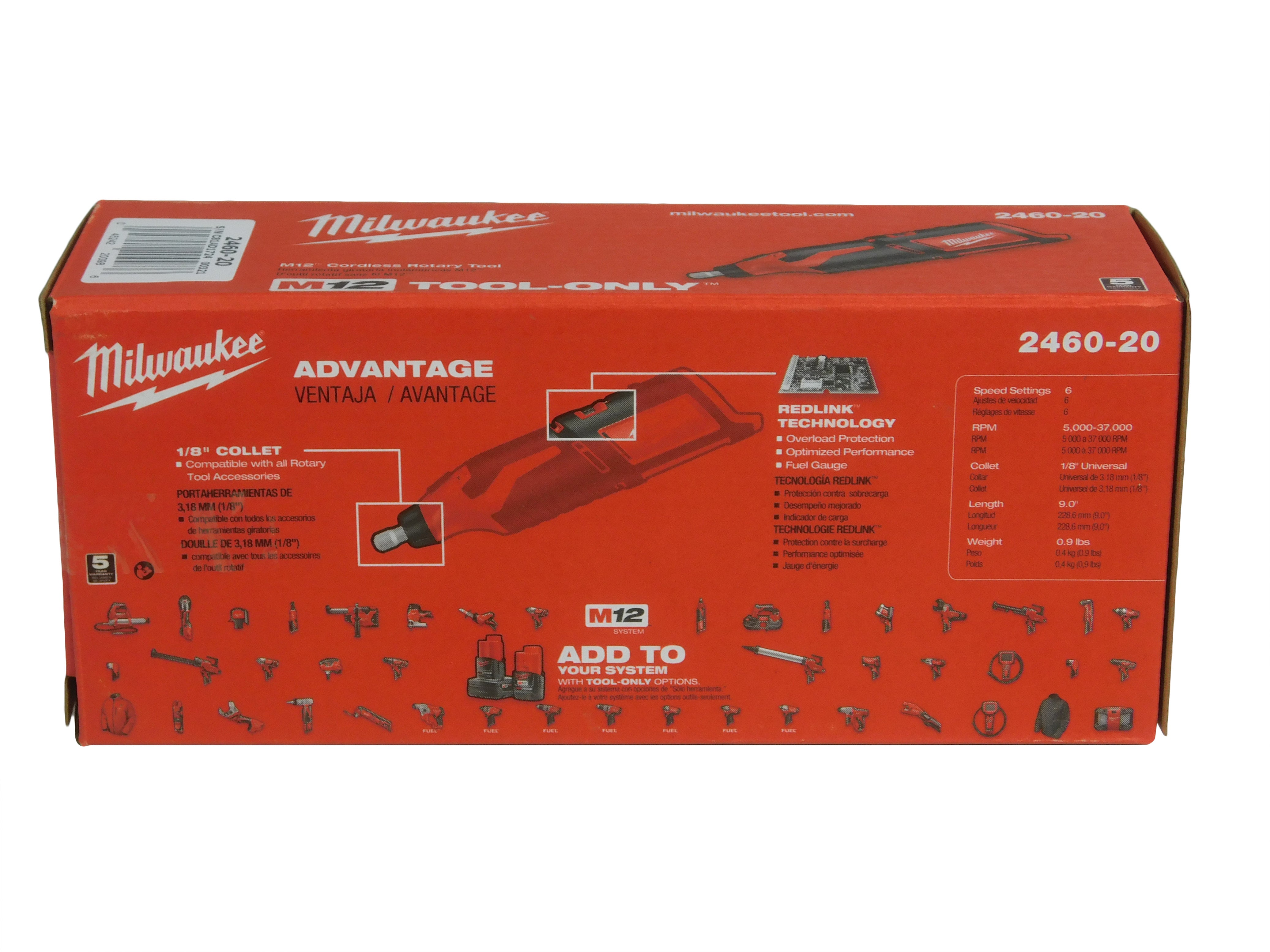 Milwaukee 2460-20 M12 12V Cordless Lithium-Ion Rotary Tool (Tool Only)