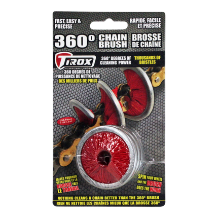 Tirox 360 Degree Chain Brush 803504 – Motorcycle Chain Cleaner Tool for O-Ring X-Ring Z-Ring Chains – Chemical Resistant Nylon Bristles – Universal Fit Dirt Bike, ATV, MX, &  Street Bike