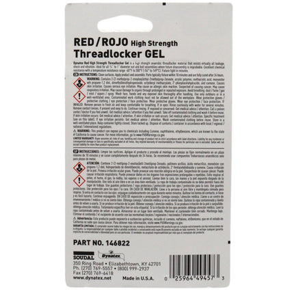 Dynatex Red High Strength Threadlocker 0.20 oz Bottle - Permanent Lock, Anaerobic, Large Fasteners, Vibration & Solvent Resistant (3-Pack)