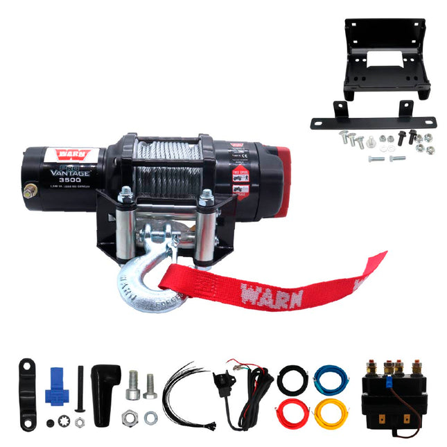WARN ProVantage 3,500 Winch and Mount Kit (108216 101678) for 2014-2023 Kawasaki Teryx 800, Teryx4, KRX 1000 - Bolt-On Steel Plate Compatible with ProVantage & Vantage Winches