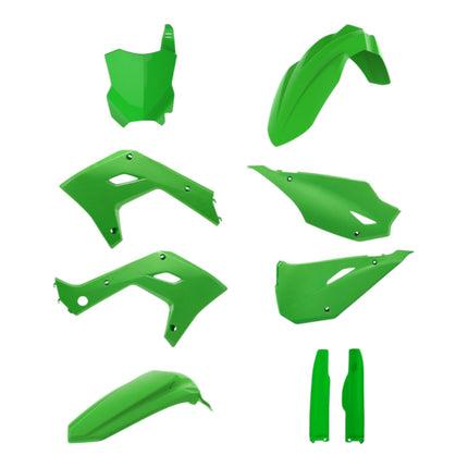 Polisport 91631 Restyling Kit – Fits Kawasaki KX 2003–2008 – 2024‑Style Bodywork with Green Fenders, Number Plate, Side Panels, Fork Protectors & White Radiator Scoops