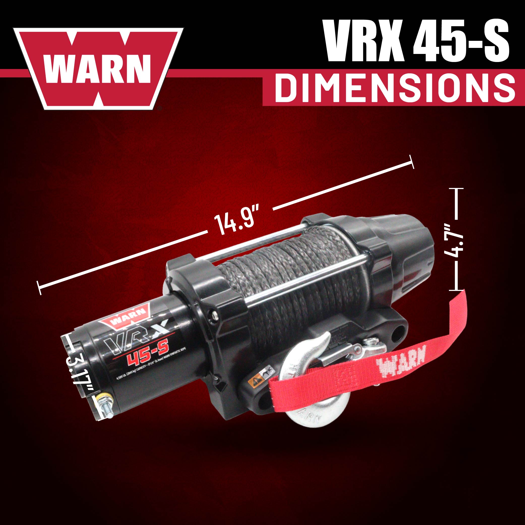 WARN VRX 45-S Powersport Winch – 4,500 lb Pulling Capacity, Synthetic Rope, Sealed Motor, All-Metal Gear Train, Waterproof Construction for ATV/UTV Recovery, Trail Riding & Utility Work