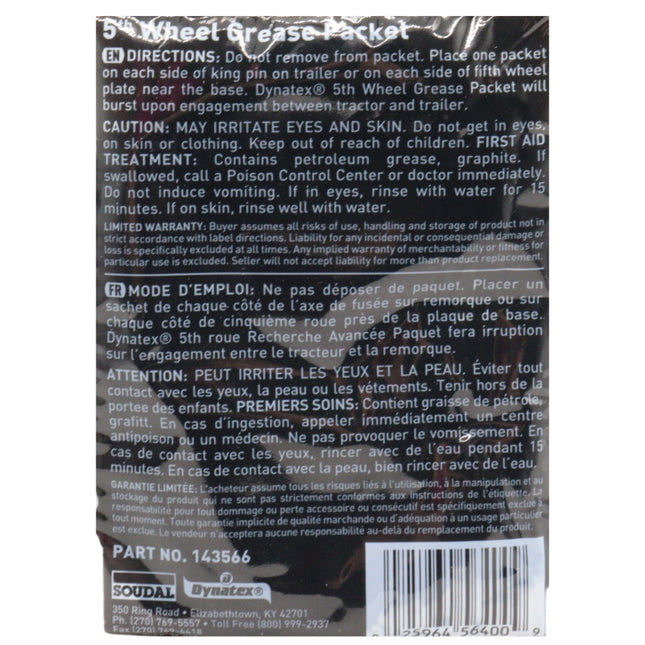 Dynatex 5th Wheel Grease 2 oz Packet - Heavy-Duty Waterproof, Graphite & Moly, High Load Plating, Anti-Rust & Corrosion (2-Pack)