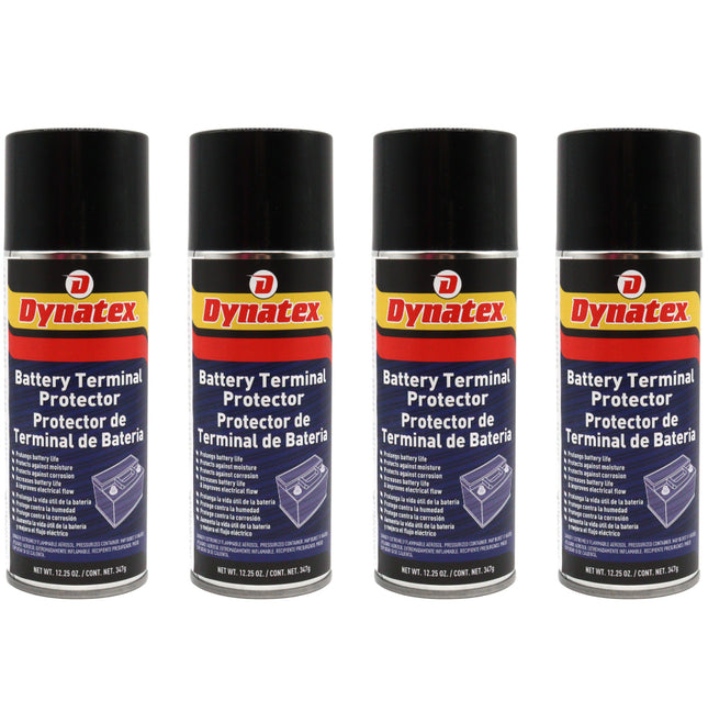 Dynatex Battery Terminal Protector 12.25 oz Aerosol Can - Prevents Corrosion, Seals & Coats Terminals, Prolongs Battery Life (4-Pack)