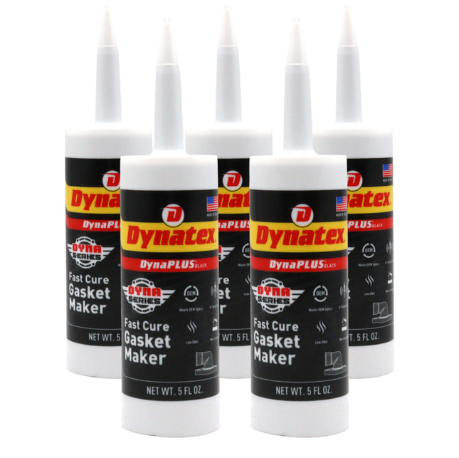 Dynatex DynaPlus Fast Cure Gasket Maker 5 fl oz Cartridge - Fast Cure, Sensor Safe, Non-Corrosive, Low Odor, Up to 500 Degrees F, Made in the USA (5-Pack)