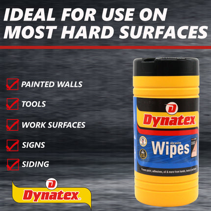 Dynatex Dual-Sided Abrasive Wipes 80 Count Canister - Textured & Smooth Sides, Removes Grease Tar Grime Adhesives Paints (3-Pack)
