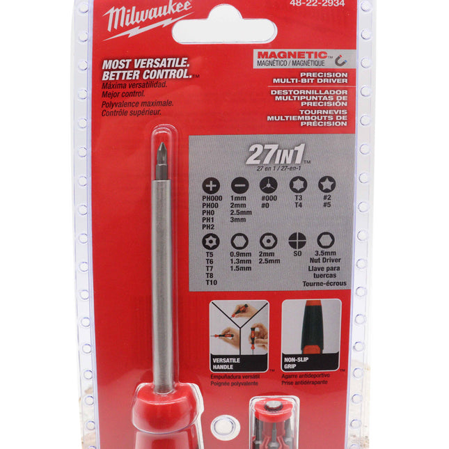 Milwaukee 27-in-1 Security Precision Multi-Bit Screwdriver – Professional Multi-Function Driving Tool with Comfortable Non-Slip Grip, 360° Rotating Back Cap, In-Handle Bit Storage