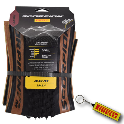 Pirelli Scorpion XC M Classic 60-622 (29x 2.4) MTB Bicycle Tire  - Designed for Hardpacked Courses and Mixed Terrains, 120TPI and ProWall Casing- Mountain Bike Tire w/Keychain