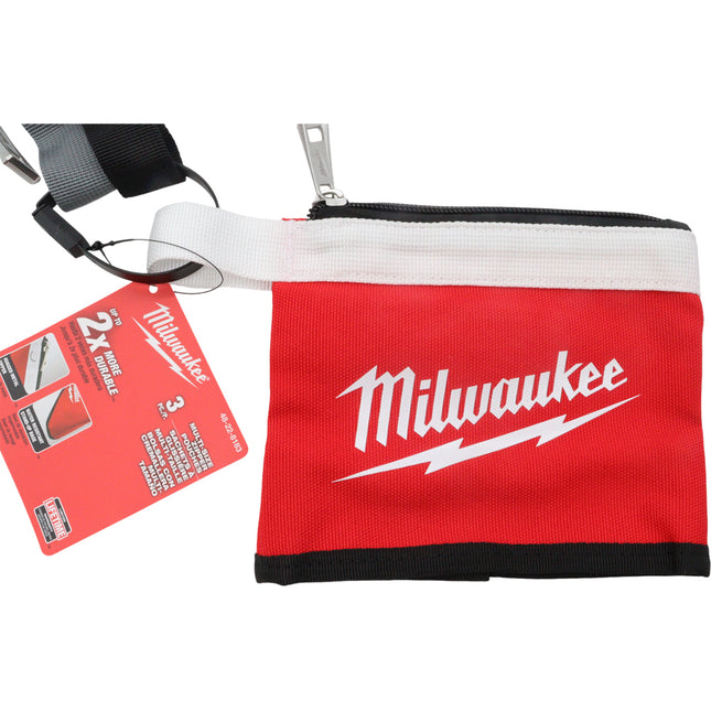 Milwaukee 3PC Multi-Size Zipper Tool Pouches – Heavy Duty No. 10 Canvas Construction, Rugged Metal Zippers, Weather-Resistant Stand-Up Base, Includes 6″, 8″ & 14″ Pouches – Tool Storage Solutions