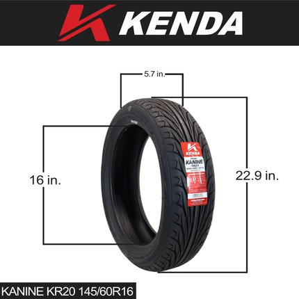 Kenda Kanine KR20 145/60R16 66T 4-Ply Front Tire (KBO-001 04KR2001), Radial Tubeless Tire for Can-Am Spyder and Three-Wheeled Autocycle Applications, DOT and E-Mark Approved, Includes Keychain