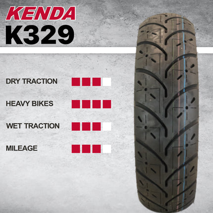 Kenda K329 120/90-10 56J Front/Rear Motorcycle Bias Tire - designed for scooter and moped enthusiasts,  (120-90-10 56J) with Kenda Keychain