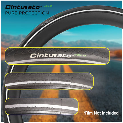 Pirelli Cinturato Velo TLR Reflective 35-622 (700 x 35c) Road Bicycle Tire - Great for Long-Distances and Various Terrains - Armour Tech, Clincher Type, Tubeless Ready Bike Tire with Keychain 700x35c